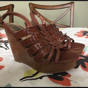Brown wedge sandals